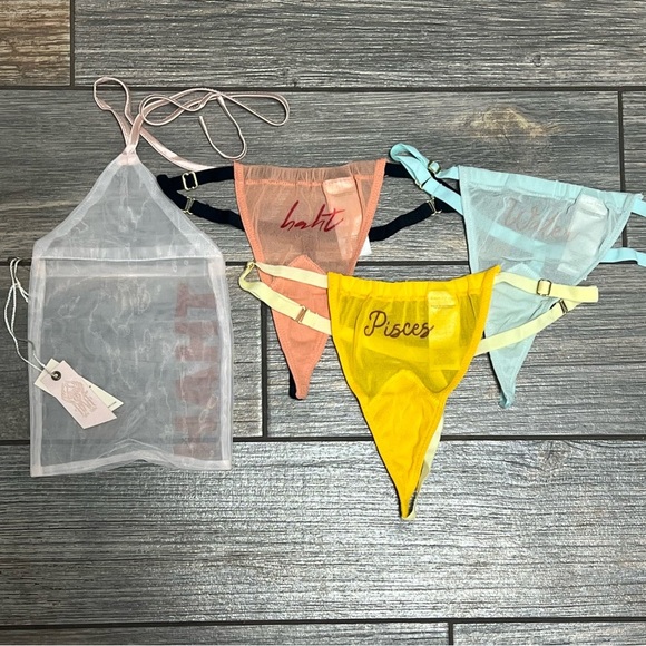 Pisces NWT Hah X Free People Zodiac Thongs Panties Set of 3 OS ONE Size XS S M L - Picture 1 of 10